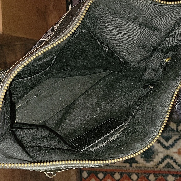 COACH BLACK CANVAS LEATHER C LOGO ADJUSTABLE STRAP CROSSBODY SATCHEL BRASS - Picture 6 of 9